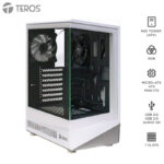 Case gamer TEROS TE-1322G, Mid Tower, USB 3.0 / USB 2.0, audio, ventilador RGB, blanco
