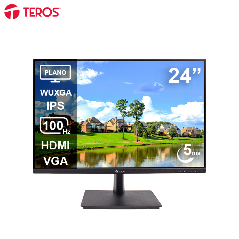 Monitor Plano TEROS TE-2420CS, 24” WUXGA IPS, 100Hz, 5ms, HDMI, VGA, Negro